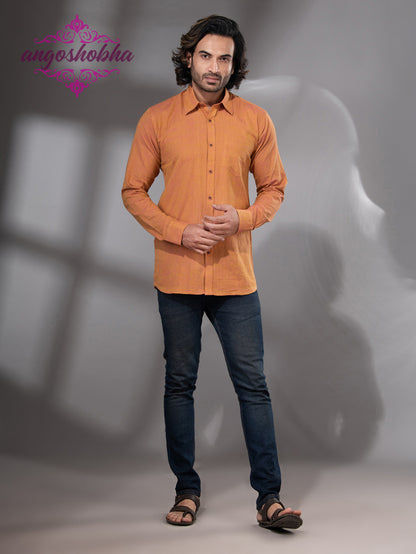 Mustard Cotton Men's Shirt