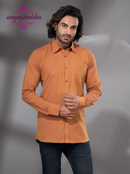 Mustard Cotton Men's Shirt