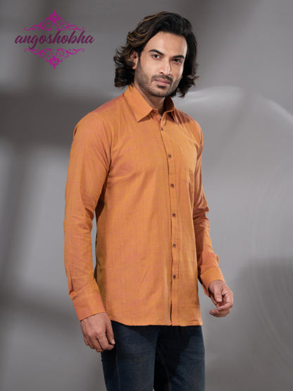 Mustard Cotton Men's Shirt