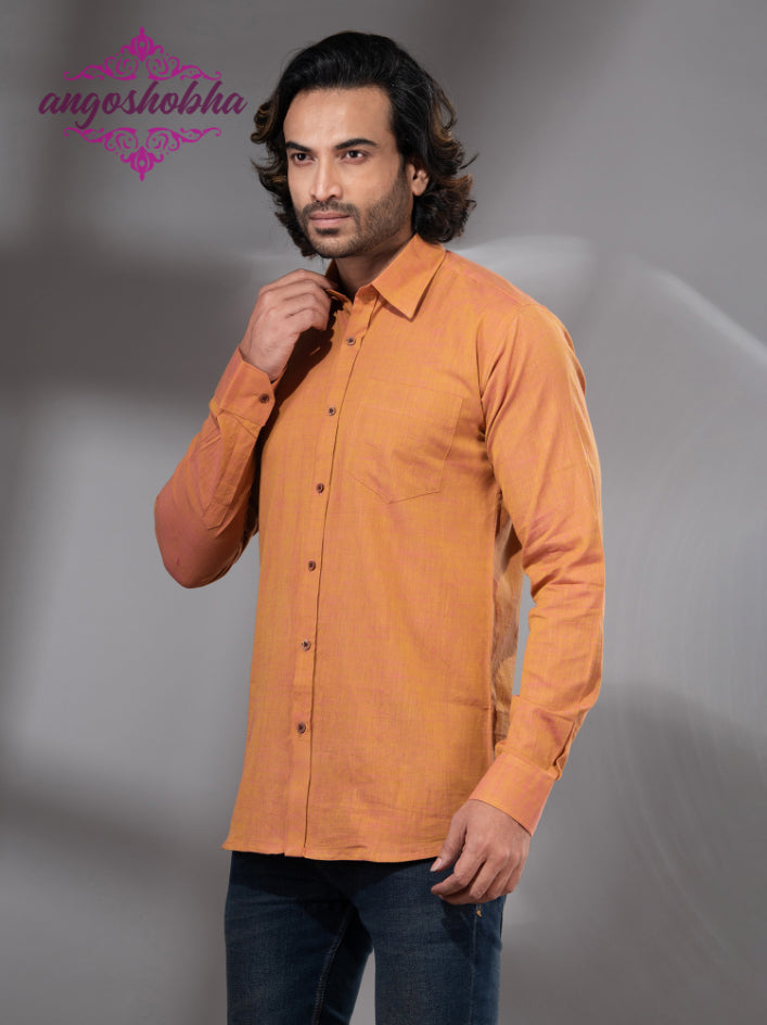 Mustard Cotton Men's Shirt