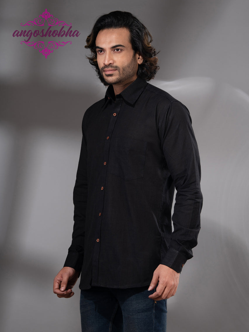 Black Cotton Men's Shirt
