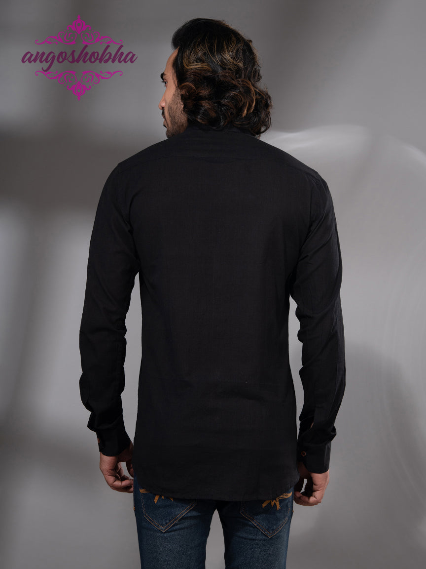 Black Cotton Men's Shirt