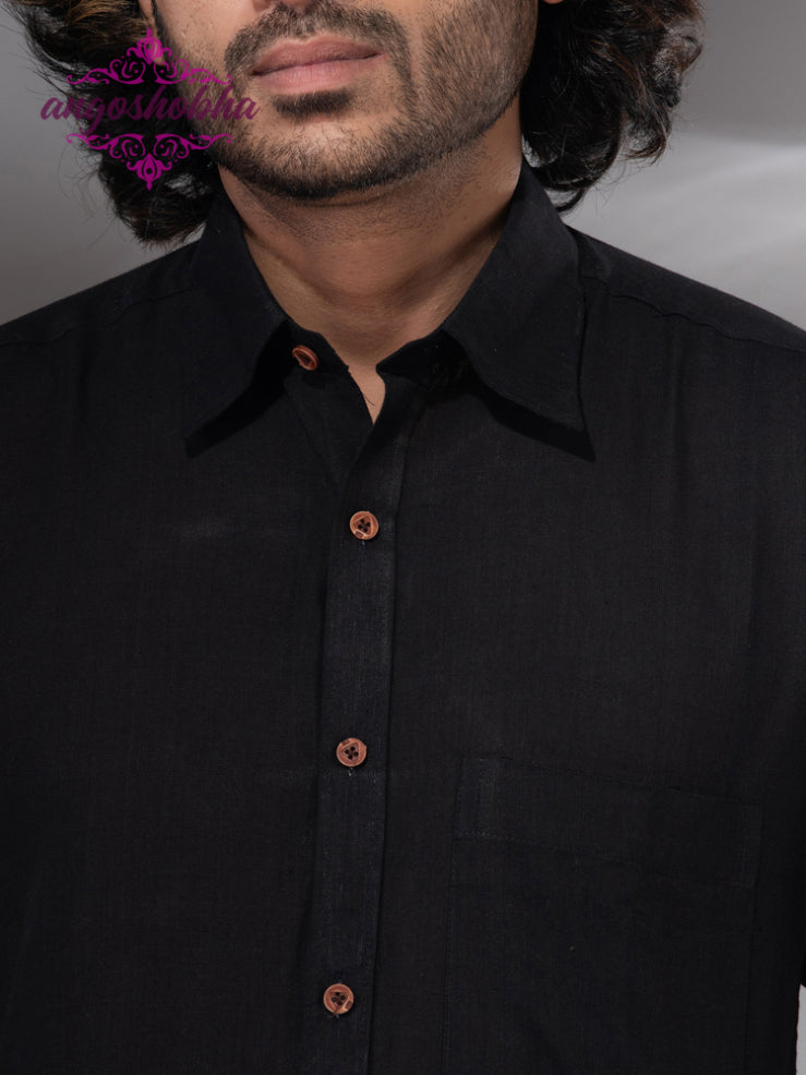 Black Cotton Men's Shirt
