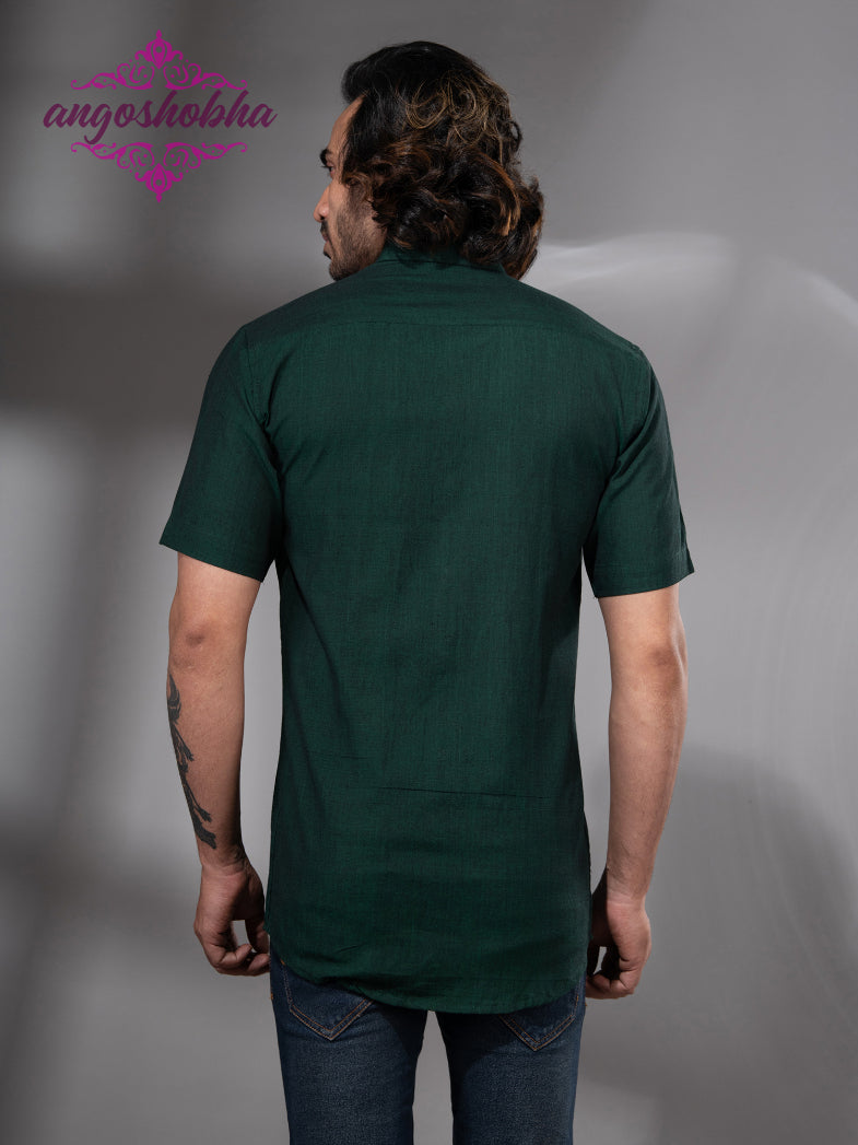 Bottle Green Cotton Men's Shirt