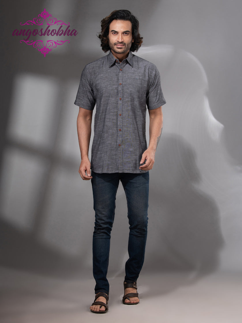 Grey Cotton Men's Shirt