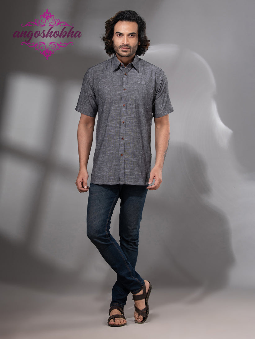 Grey Cotton Men's Shirt