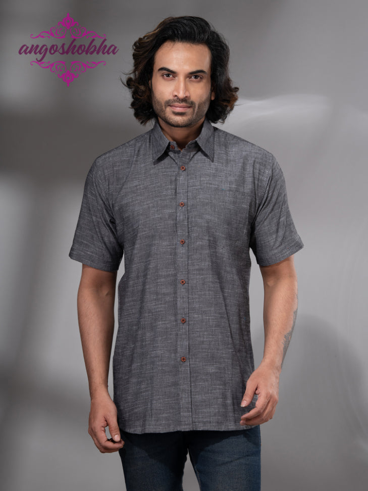 Grey Cotton Men's Shirt