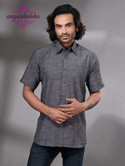 Grey Cotton Men's Shirt