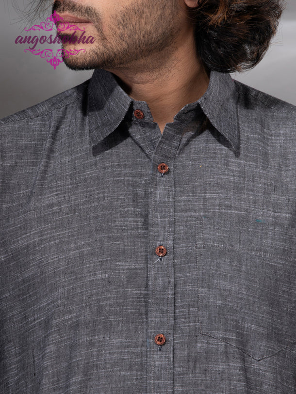 Grey Cotton Men's Shirt