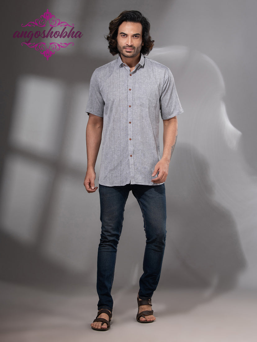 Silver Cotton Men's Shirt