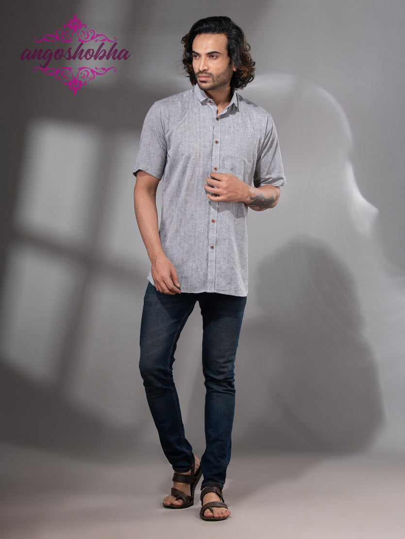 Silver Cotton Men's Shirt