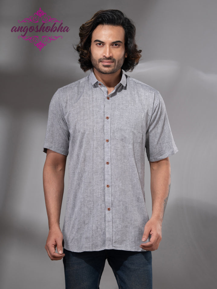 Silver Cotton Men's Shirt