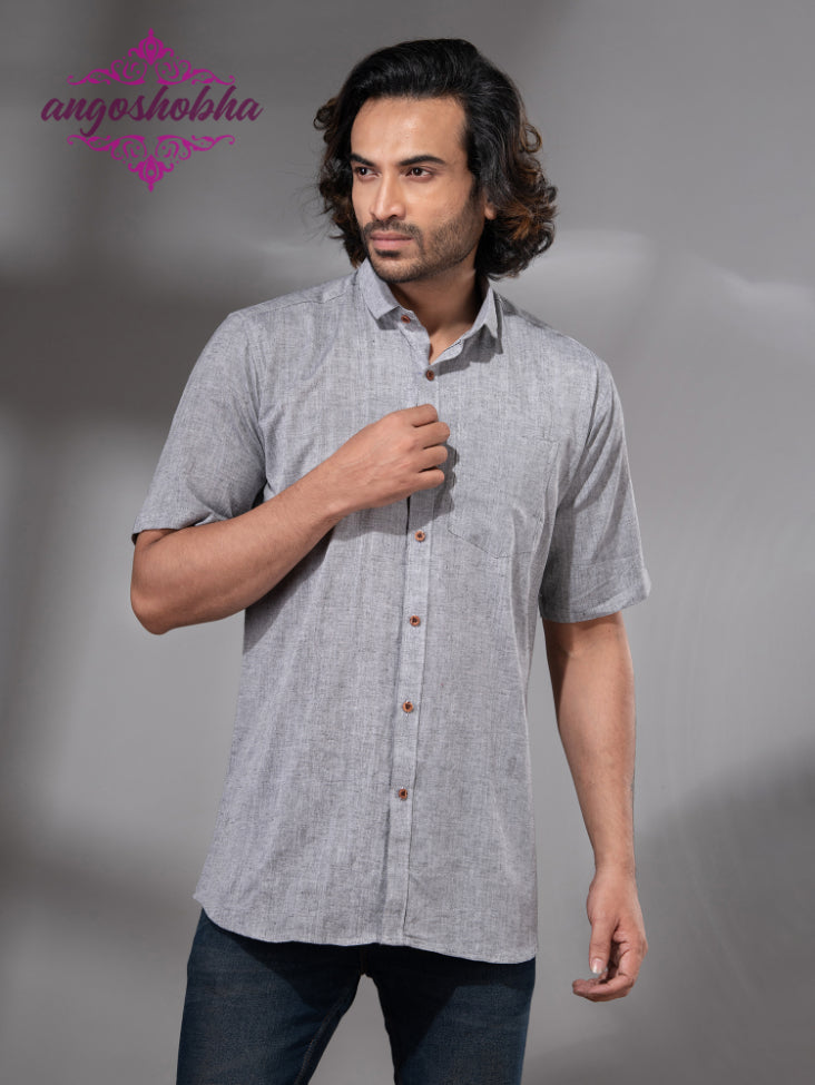 Silver Cotton Men's Shirt