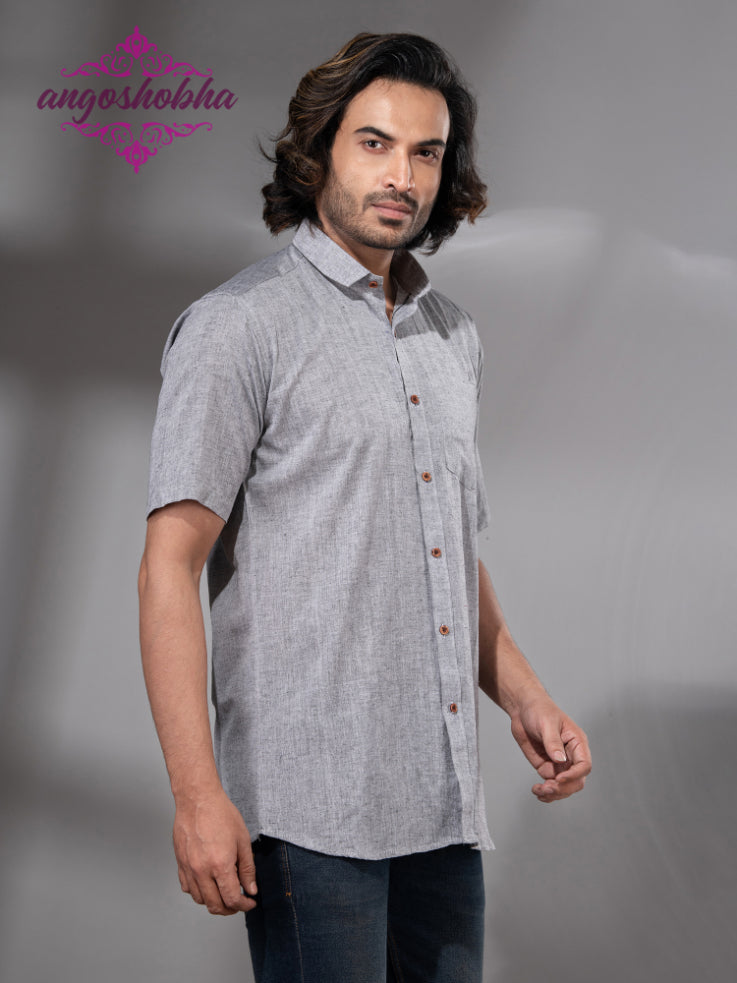 Silver Cotton Men's Shirt
