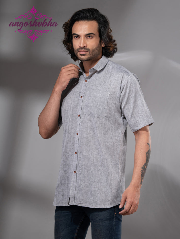 Silver Cotton Men's Shirt