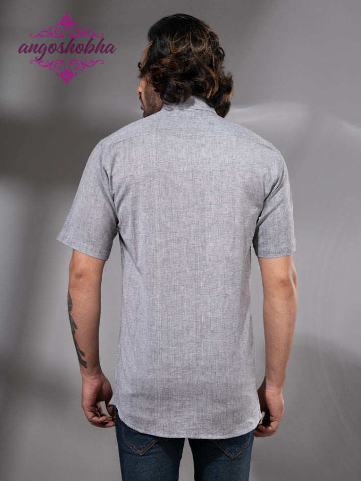 Silver Cotton Men's Shirt