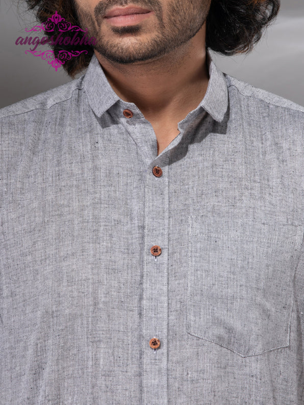 Silver Cotton Men's Shirt