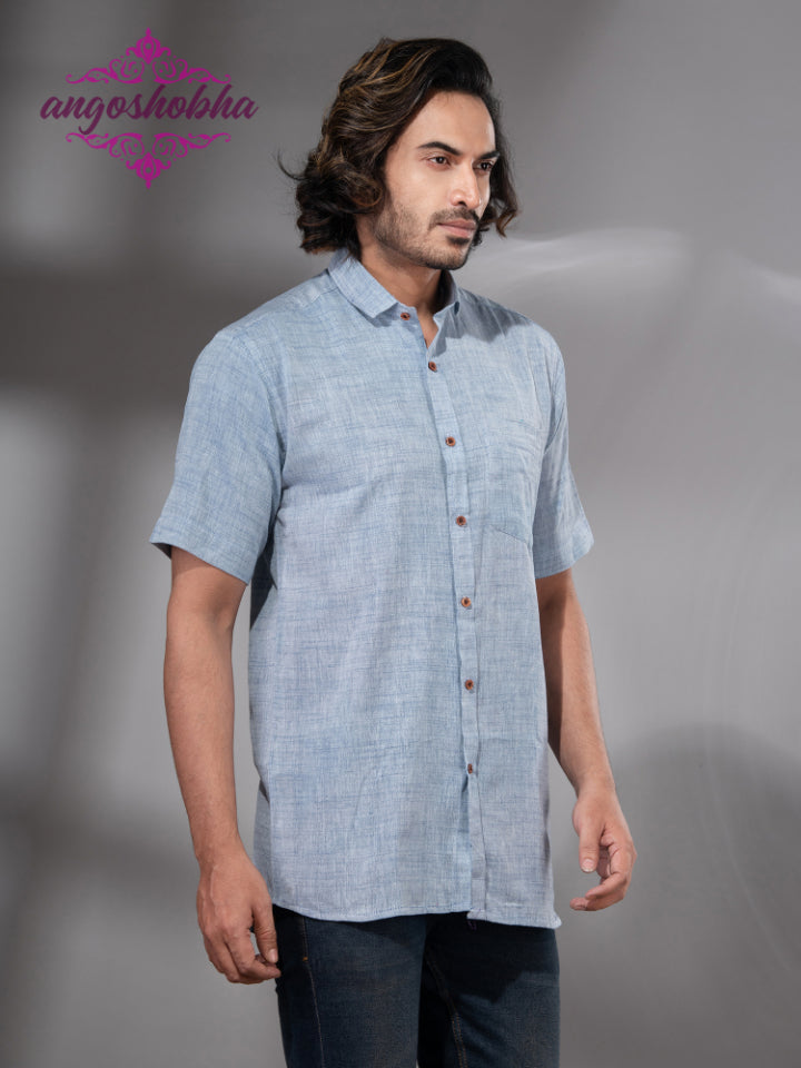 Sky Blue Cotton Men's Shirt