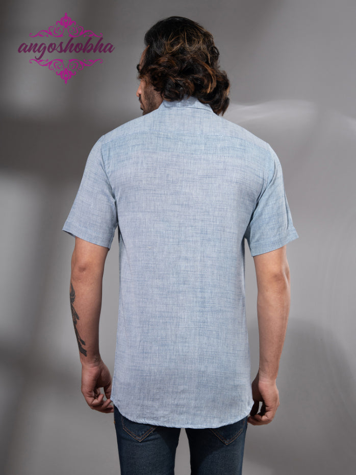 Sky Blue Cotton Men's Shirt