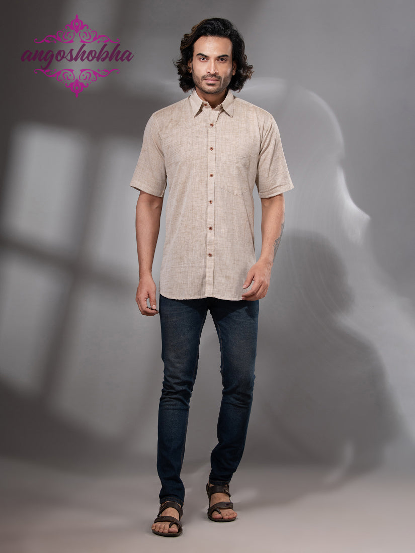 Cream Cotton Men's Shirt