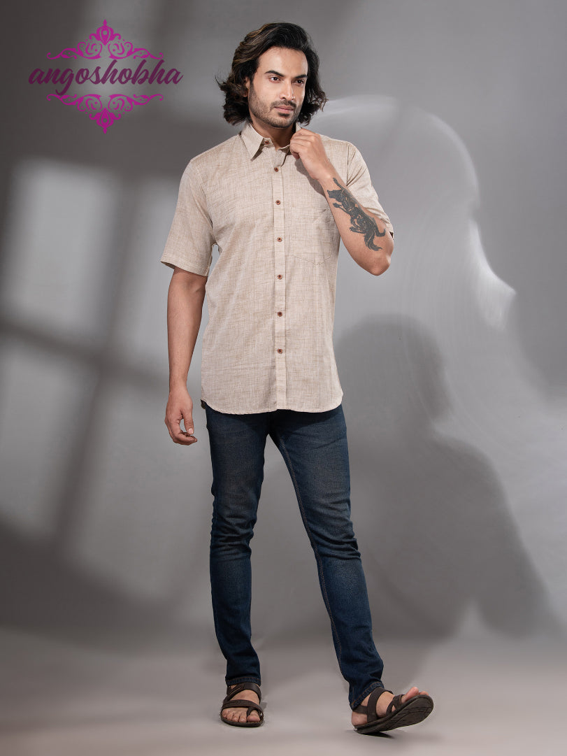 Cream Cotton Men's Shirt