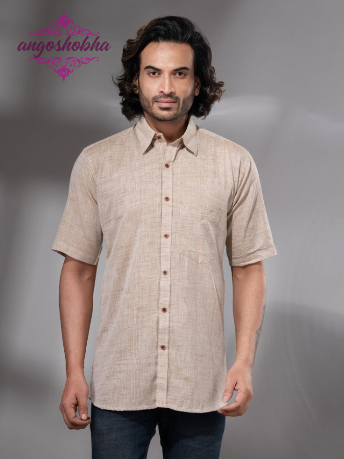 Cream Cotton Men's Shirt