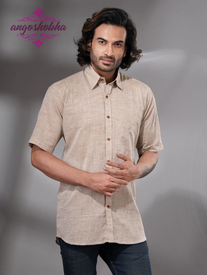 Cream Cotton Men's Shirt