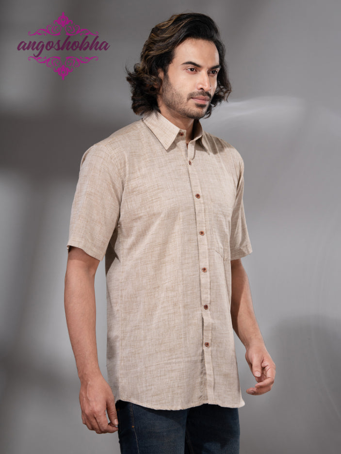Cream Cotton Men's Shirt