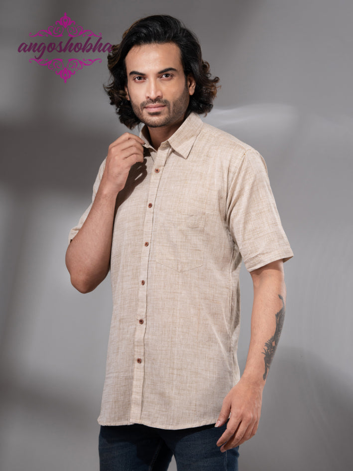Cream Cotton Men's Shirt
