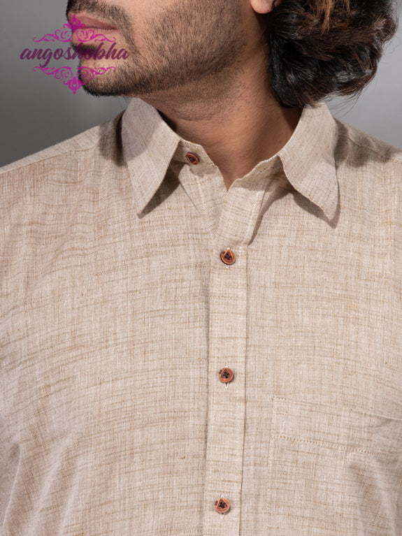 Cream Cotton Men's Shirt