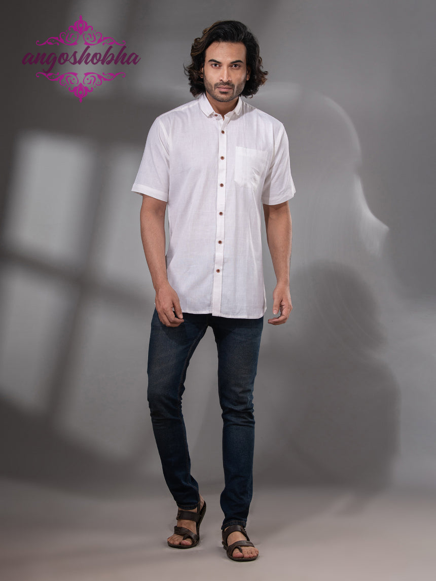White Cotton Men's Shirt