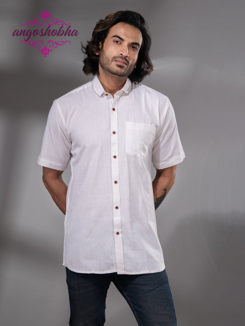 White Cotton Men's Shirt