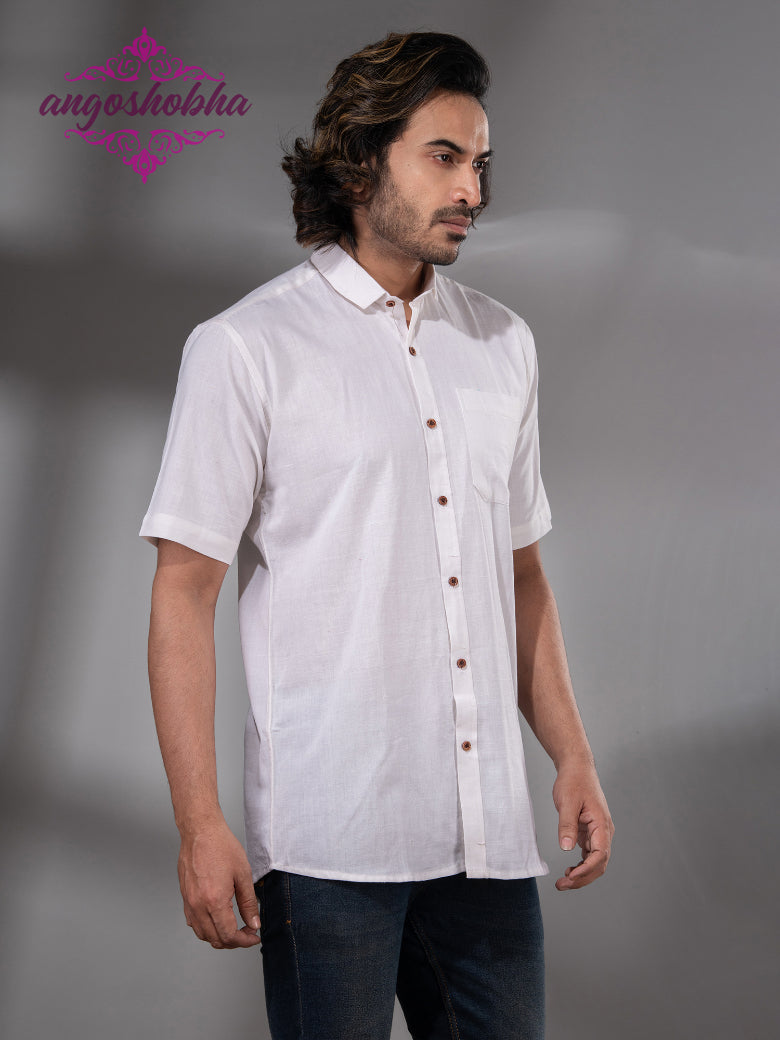 White Cotton Men's Shirt