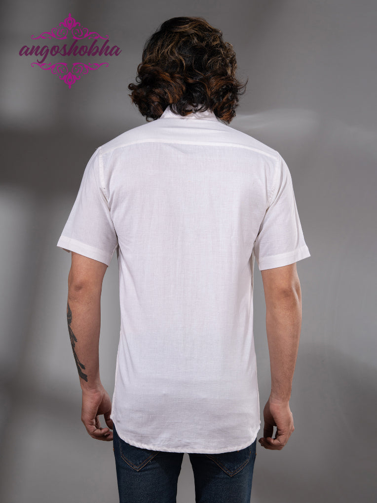 White Cotton Men's Shirt