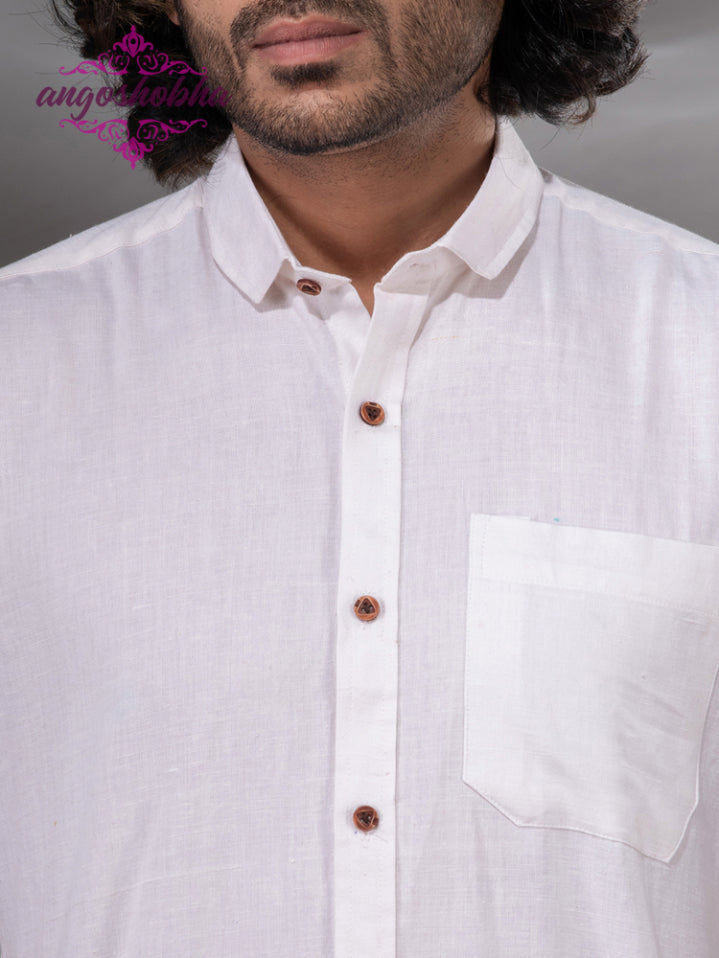White Cotton Men's Shirt