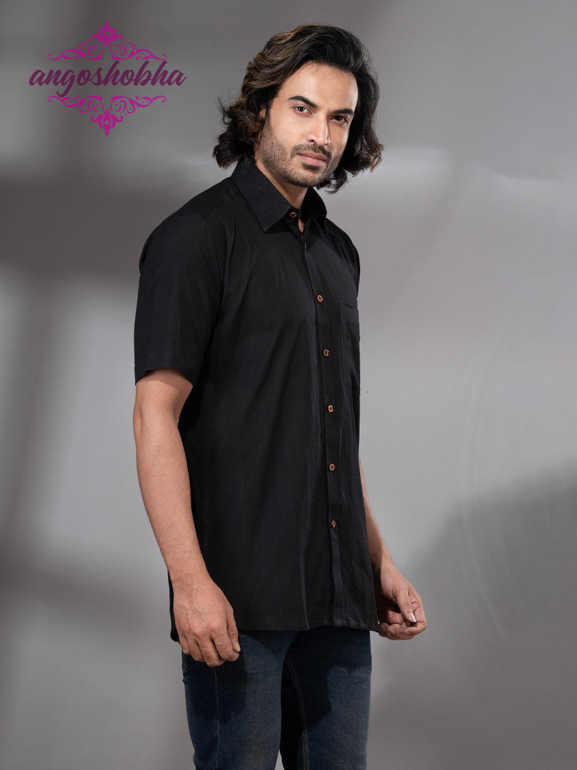 Black Cotton Men's Shirt