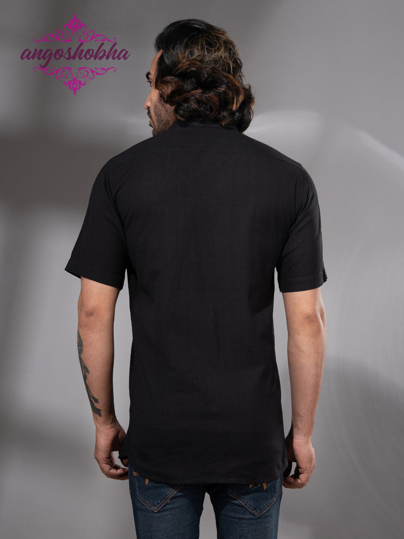 Black Cotton Men's Shirt