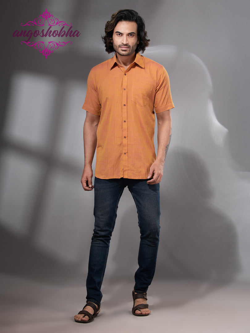 Mustard Cotton Men's Shirt