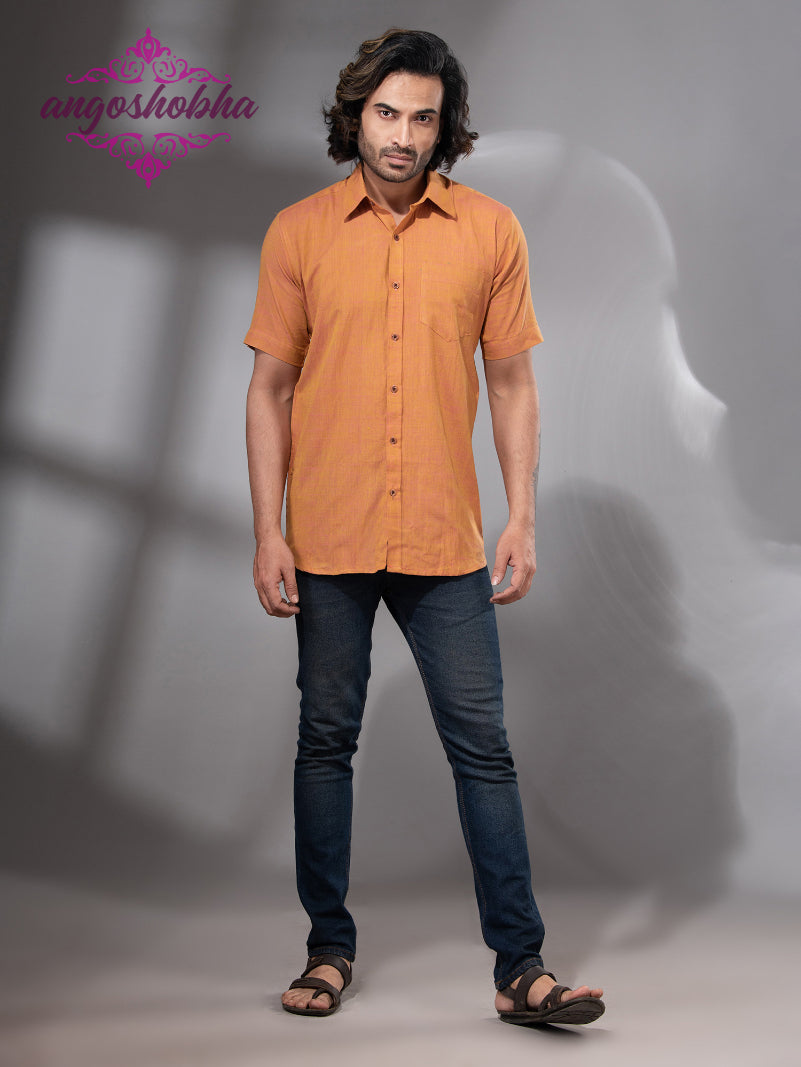 Mustard Cotton Men's Shirt