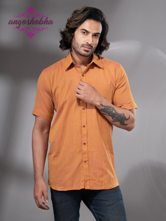 Mustard Cotton Men's Shirt
