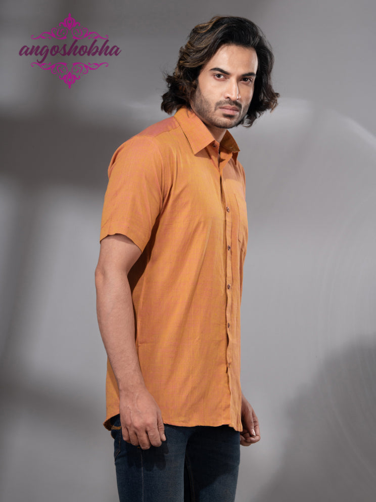 Mustard Cotton Men's Shirt