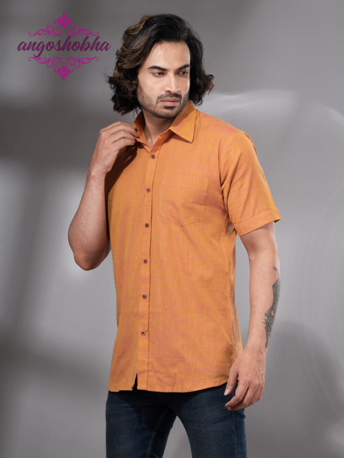Mustard Cotton Men's Shirt