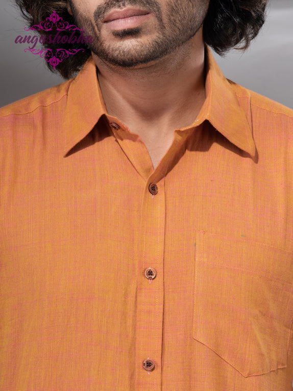 Mustard Cotton Men's Shirt