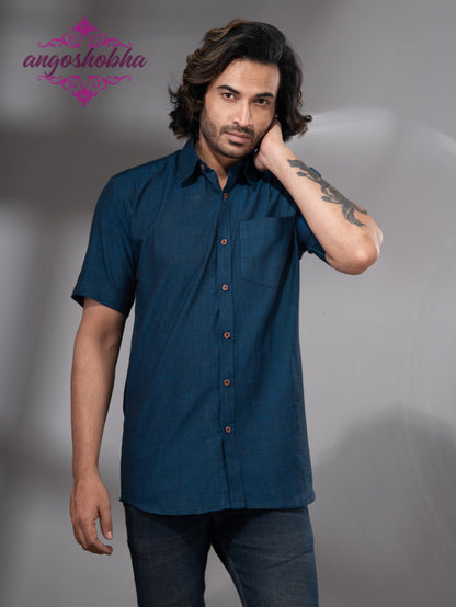 Indigo Blue Cotton Men's Shirt