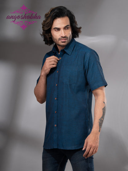 Indigo Blue Cotton Men's Shirt