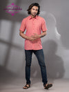 Peach Pink Cotton Men's Shirt