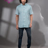 Sky Blue Cotton Men's Shirt