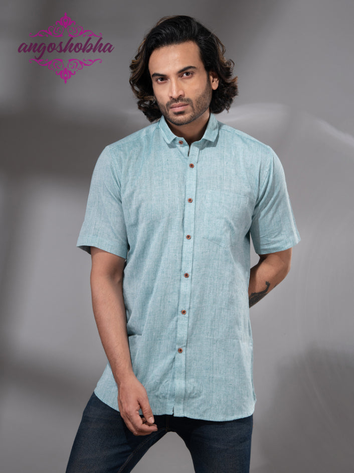 Sky Blue Cotton Men's Shirt