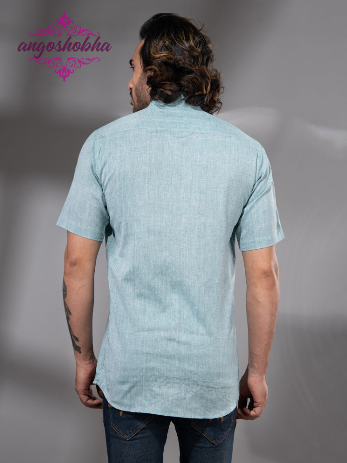 Sky Blue Cotton Men's Shirt