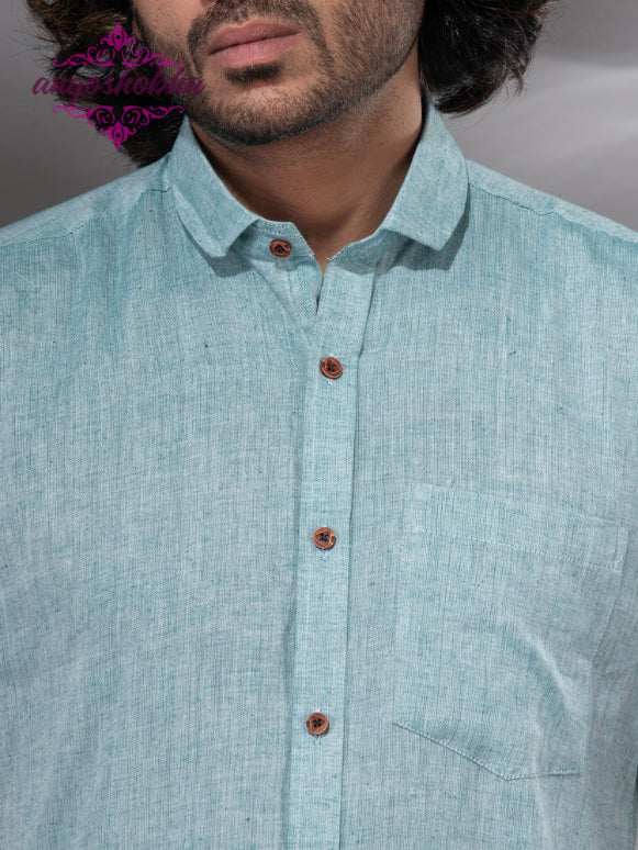 Sky Blue Cotton Men's Shirt